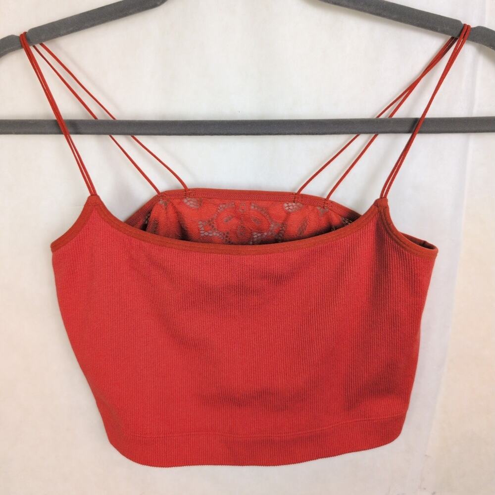Gilly Hicks orange lace back cami top Size Med Boho Feminine Romantic Festival